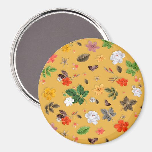 Gele bloemen en witte rozen 20 magneet (Voorkant / Achterkant)