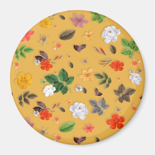 Gele bloemen en witte rozen 20 magneet (Voorkant)