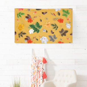 Gele bloemen en witte rozen 20 spandoek