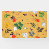 Gele bloemen en witte rozen 20 spandoek (Horizontaal)