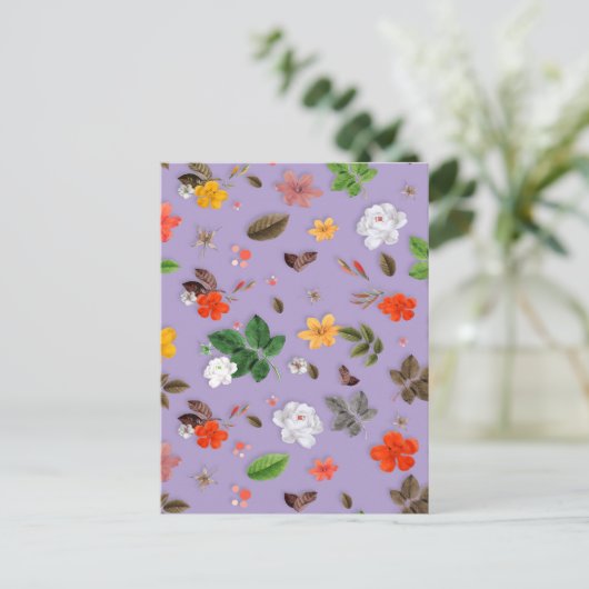 Gele bloemen en witte rozen 21 briefkaart (Staand voorkant)