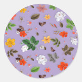 Gele bloemen en witte rozen 21 ronde sticker (Voorkant)