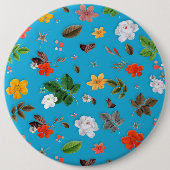 Gele bloemen en witte rozen 24 ronde button 6,0 cm (Voorkant)