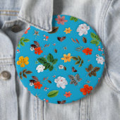 Gele bloemen en witte rozen 24 ronde button 6,0 cm (In situ)