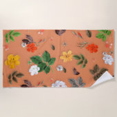 Gele bloemen en witte rozen 25 strandlaken (Voorkant)