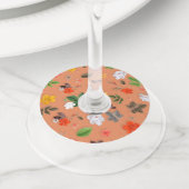 Gele bloemen en witte rozen 25 wijnglaslabel (Dichtbij)