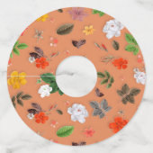 Gele bloemen en witte rozen 25 wijnglaslabel (Achterkant)