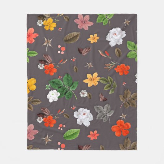 Gele bloemen en witte rozen 26 fleece deken (Voorkant)