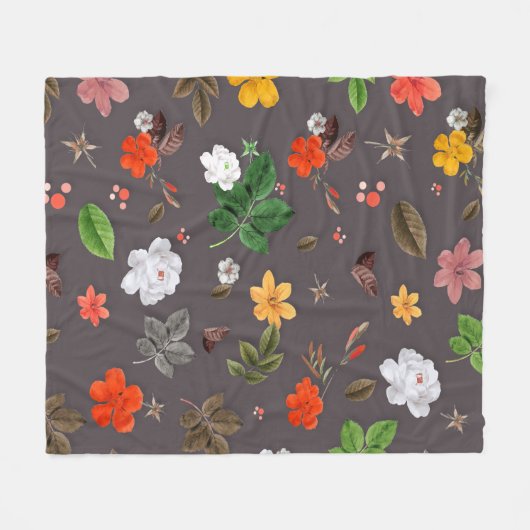 Gele bloemen en witte rozen 26 fleece deken (Voorkant (Horizontaal))