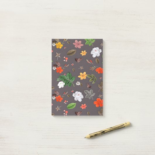 Gele bloemen en witte rozen 26 post-it® notes (Op bureau)