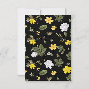 Gele bloemen en witte rozen 2 bedankkaart