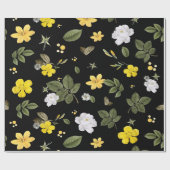 Gele bloemen en witte rozen 2 cadeaupapier (Vlak)