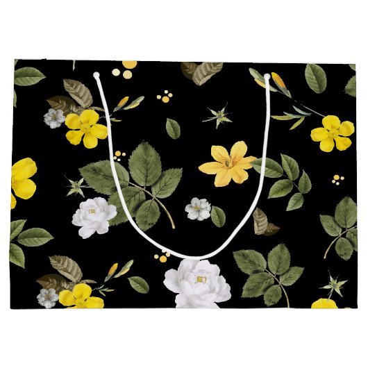 Gele bloemen en witte rozen 2 groot cadeauzakje (Achterkant)