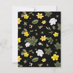 Gele bloemen en witte rozen 2 notitiekaartje