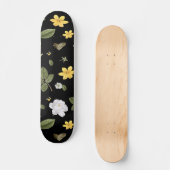 Gele bloemen en witte rozen 2 persoonlijk skateboard (Voorkant)