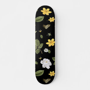 Gele bloemen en witte rozen 2 persoonlijk skateboard