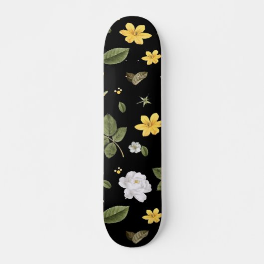 Gele bloemen en witte rozen 2 persoonlijk skateboard (Voorkant)