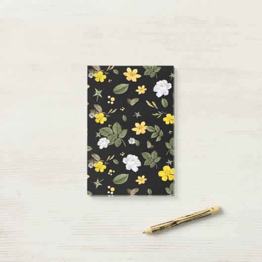 Gele Bloemen en Witte Rozen 2 Post-it® Notes (Op bureau)