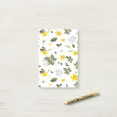 Gele bloemen en witte rozen 3 post-it® notes (Op bureau)