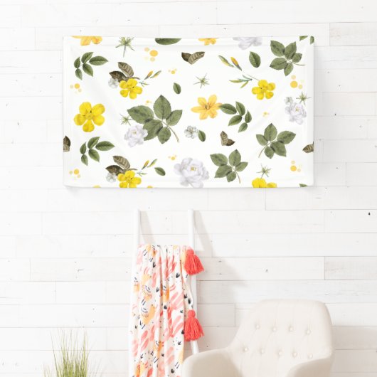 Gele bloemen en witte rozen 3 spandoek (Insitu)