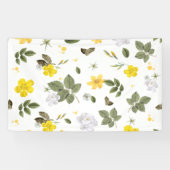 Gele bloemen en witte rozen 3 spandoek (Horizontaal)