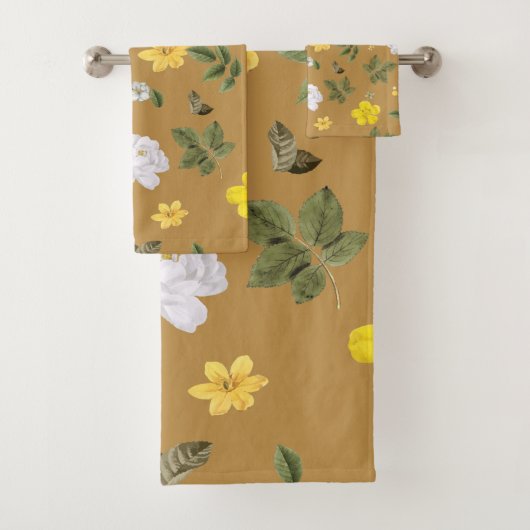 Gele bloemen en witte rozen 4 bad handdoek (Insitu)