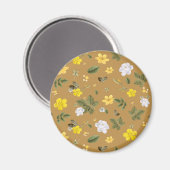 Gele bloemen en witte rozen 4 magneet (Voorkant / Achterkant)