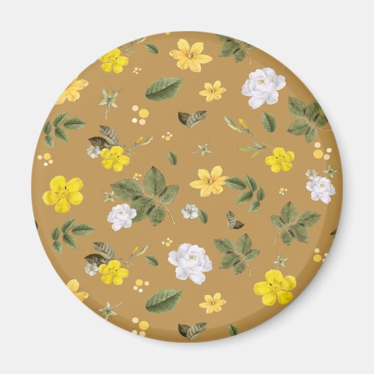 Gele bloemen en witte rozen 4 magneet (Voorkant)