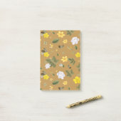 Gele bloemen en witte rozen 4 post-it® notes (Op bureau)