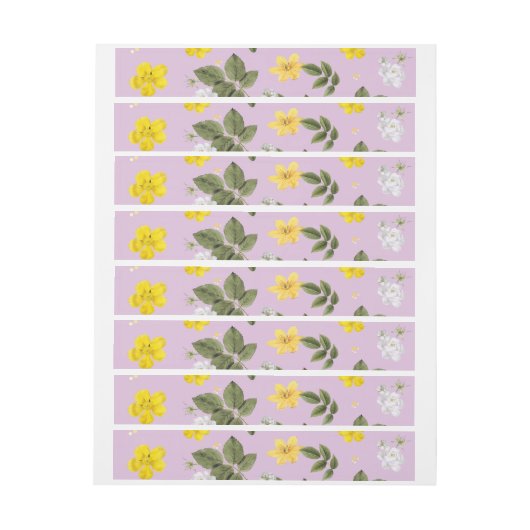 Gele bloemen en witte rozen 5 adreslabel wikkel (Vel)