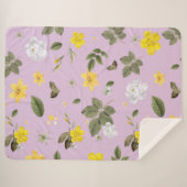 Gele bloemen en witte rozen 5 sherpa deken (Voorkant (horizontaal))