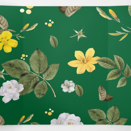 Gele bloemen en witte rozen 6 drieluik wenskaart (Binnenkant midden)