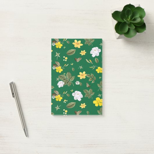 Gele bloemen en witte rozen 6 post-it® notes (Kantoor)