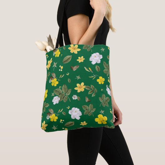 Gele bloemen en witte rozen 6 tote bag (Dichtbij)