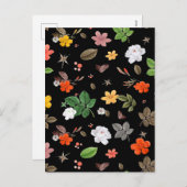 Gele bloemen en witte rozen 8 feestdagenkaart (Voorkant / Achterkant)