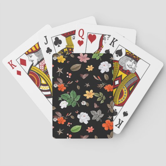 Gele bloemen en witte rozen 8 pokerkaarten (Achterkant)