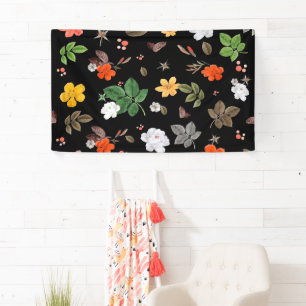 Gele bloemen en witte rozen 8 spandoek