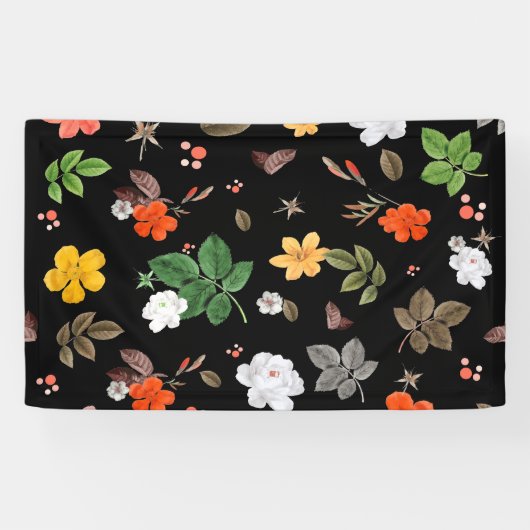 Gele bloemen en witte rozen 8 spandoek (Horizontaal)