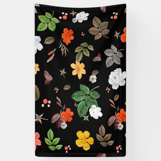 Gele bloemen en witte rozen 8 spandoek (Verticaal)