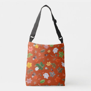 Gele bloemen en witte rozen 9 crossbody tas