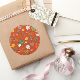 Gele bloemen en witte rozen 9 ronde sticker