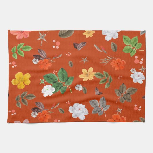 Gele bloemen en witte rozen 9 theedoek (Horizontaal)