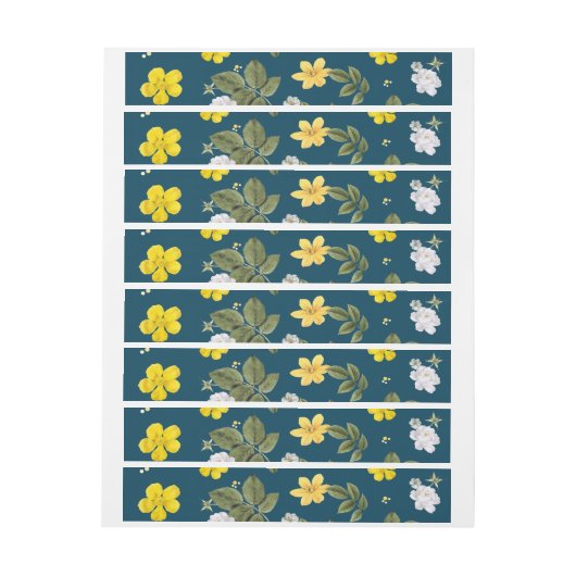 Gele bloemen en witte rozen adreslabel wikkel (Vel)