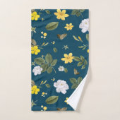 Gele bloemen en witte rozen bad handdoek (Handdoek)
