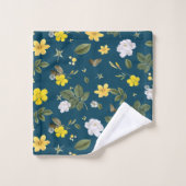 Gele bloemen en witte rozen bad handdoek (Wasdoekje)