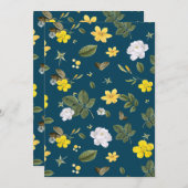 Gele Bloemen en Witte Rozen Bedankkaart (Voorkant / Achterkant)