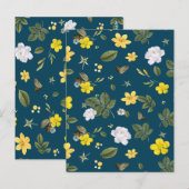 Gele bloemen en witte rozen briefkaart (Voorkant / Achterkant)