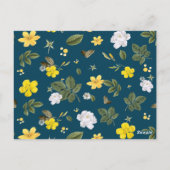 Gele bloemen en witte rozen briefkaart (Achterkant)