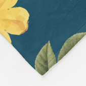 Gele bloemen en witte rozen fleece deken (Hoek)