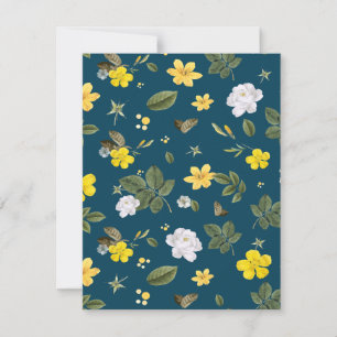 Gele bloemen en witte rozen notitiekaartje
